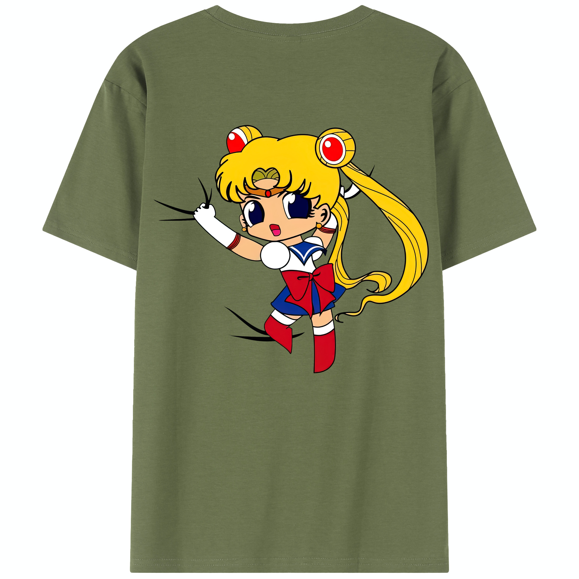 （画像用） 美少女戦士セーラームーン 月野 うさぎ つきの うさぎ Sailor Moon Tsukino Usagi 綿100％半袖Tシャツ（背面プリント）